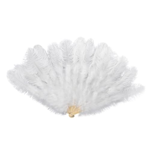 CHAKAE Handcrafts großer gefiederter Ventilator für Tanzshow, Party, Burlesque, faltbarer Handfächer im Vintage-Stil der 20er Jahre, Flapper, Handdekoration, handgefertigt von CHAKAE