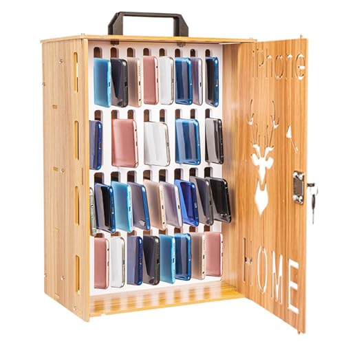 CHAKAE Privacy Protect Handy-Aufbewahrungsbox, natürliche Holzmaterialien, platzsparend, Schreibtisch-Organizer, Box mit Sicherheits-Organizer für Zuhause, Büro, Schreibtisch-Organizer mit von CHAKAE
