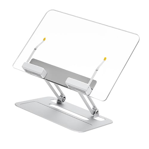 CHAKAE Transparenter ergonomischer Buchhalter, um 360 Grad drehbar, unterstützt 4 kg, faltbarer Aluminium-Laptop-Tablet-Rezeptständer, mehrere Winkel, wandelbare Arbeitsplätze für Bücher und Laptops von CHAKAE