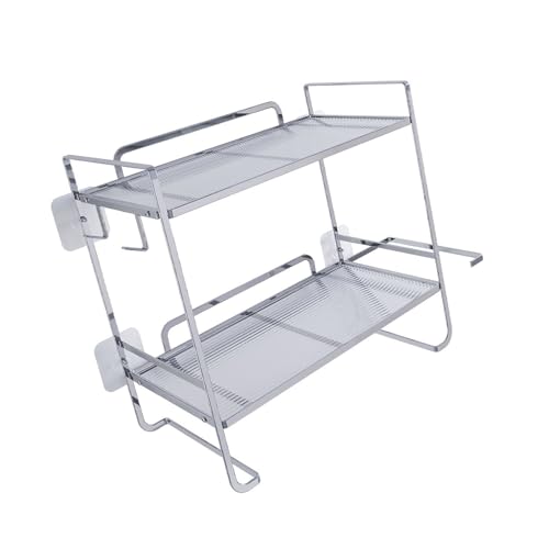 CHAKAE Upgrades Badezimmer-Halter mit 2 offenen Regalen, Eisenkonstruktion und ohne Bohren, Badezimmer-Organisation, rostfrei, organisiert von CHAKAE