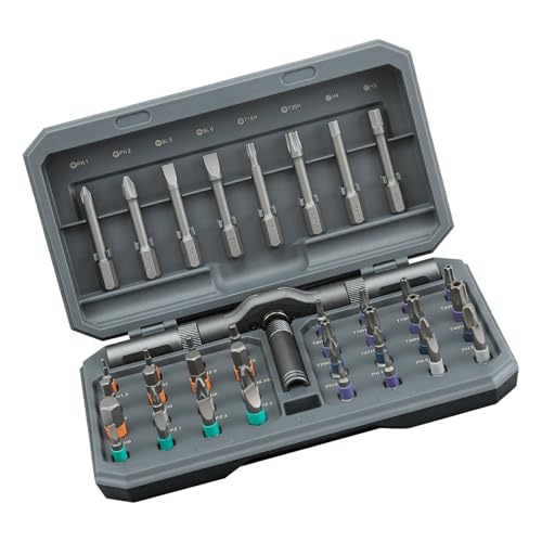 Ratschen-Schraubendreher-Set, 42-in-1, Präzisions-Schraubendreher-Bit-Set, Ratschen mit abnehmbarem Griff von CHAKAE