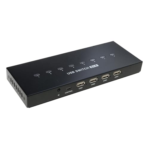 USB Manuelles Druckfreigabegerät, acht Computer teilen 4 USB-Geräte für Tastaturen, Blitze, Laufwerke, Drucker-Umschaltwahlschalter von CHAKAE