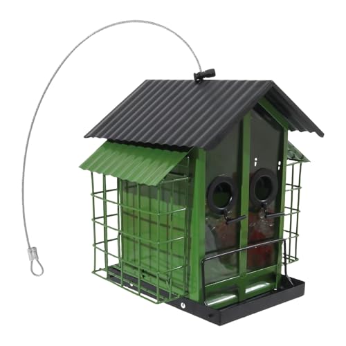 Vogelfutterspender aus rostfreiem Metall, um 360 Grad drehbarer Haken, große Kapazität, Futterspender für Garten, Wildtierbeobachtung, große Kapazität, Vogel von CHAKAE