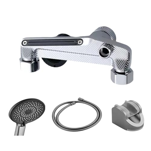 Wandmontierter Wannenfüller mit Handbrause, Messing, Badezimmer-Wannenfüller, Messing, Warm- und Kaltwasser-Mischbatterie, dauerhafte Wasserfallausläufe, heiße und kalte Mischbatterie von CHAKAE
