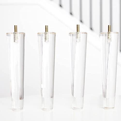CHAKEUZND Möbelfüße aus klarem Glas, 4er-Pack Acryl-Möbelbeine mit vorgebohrten M8-Schrauben, transparent, 8–30 cm (3,1–11,8 Zoll)(12cm(4.7in) M8) von CHAKEUZND