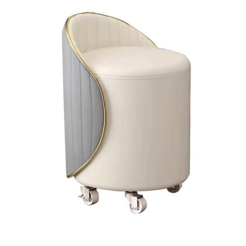 CHAKEUZND Schminkstuhl mit niedriger Rückenlehne, moderner S 360-Grad-Drehhocker for den Schminktisch mit verstecktem Stauraum und Rädern, Mehrfarbig(Grey) von CHAKEUZND