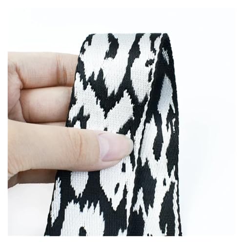 CHAKEUZND Stoffgeschenkband, 38mm Band for Dekoration Tasche Gurt Kleidungsstück DIY Nähen Multicolor 1-3 Meter(Blackwhite,2Meters) von CHAKEUZND