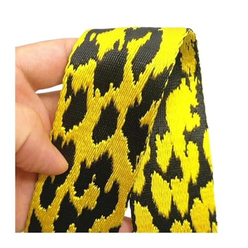 CHAKEUZND Stoffgeschenkband, 38mm Band for Dekoration Tasche Gurt Kleidungsstück DIY Nähen Multicolor 1-3 Meter(Blackyellow,1Meter) von CHAKEUZND