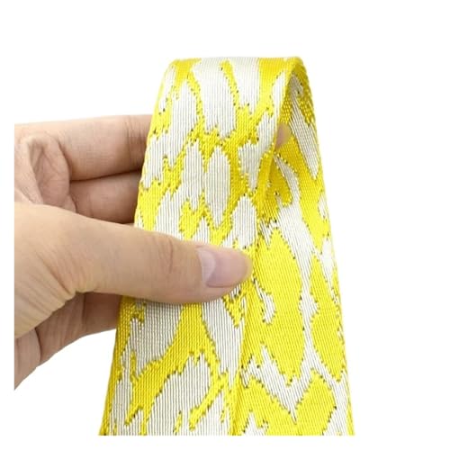 CHAKEUZND Stoffgeschenkband, 38mm Band for Dekoration Tasche Gurt Kleidungsstück DIY Nähen Multicolor 1-3 Meter(Yellowwhite,1Meter) von CHAKEUZND