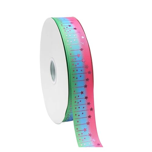 CHAKEUZND Stoffgeschenkband, Kuchenverpackungsband 10 Yards 38 mm Mehrfarbiges Sternmuster(Color 5) von CHAKEUZND