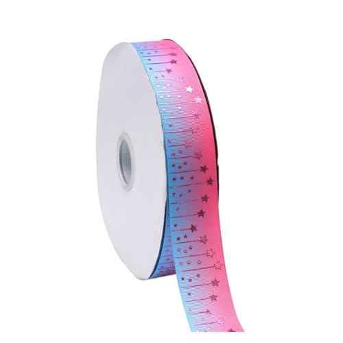 CHAKEUZND Stoffgeschenkband, Kuchenverpackungsband 10 Yards 38 mm Mehrfarbiges Sternmuster(Color 6) von CHAKEUZND