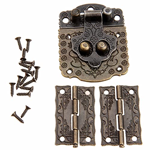 Fallenverschluss, 3er-Pack Möbelscharniere und Schrank-Kippriegel-Haspe in Bronze, mehrere Größen von CHAKEUZND