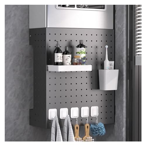 Küchen-Stecktafel-Organizer, 1 Packung Wandhalterung Metall Pegboard Organizer Kit Grau Mehrere Größen(Grey,38x17x30cm) von CHAKEUZND