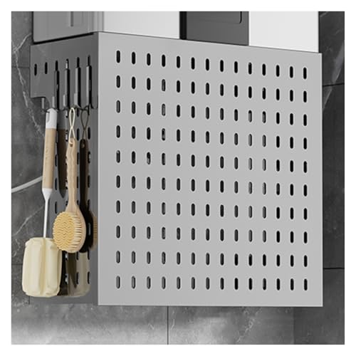 Küchen-Stecktafel-Organizer, Pegboard Organizer Wandhalterung 4 Haken Keine Bohrer Installation Home Office 2 Farben Mehrere Größen(Grey,42x15x40cm) von CHAKEUZND