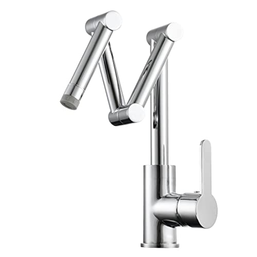 Schwenkbare Einhebelmischer, Deck Mount Messing Klapp Topffüller Einzelloch Einzelgriff 2 Funktionen(Chrome) von CHAKEUZND