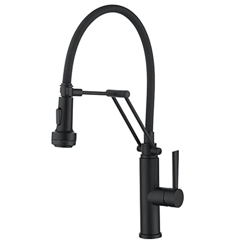 Schwenkbare Einhebelmischer, Küchenarmatur Pull Down 4 Funktion Sprayer 360 Schwenkbar Edelstahl Einhandgriff Schwarz(Nero) von CHAKEUZND