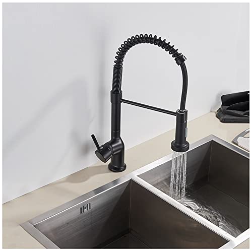 Schwenkbare Einhebelmischer, Touch On Messing Küchenarmatur mit Pull Down Sprayer Topffüller Dual-Modus(Matte Black) von CHAKEUZND