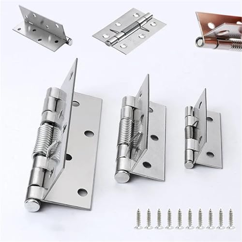 Selbstausrichtendes Federscharnier, Federbelastete selbstschließende Schranktürscharniere aus Edelstahl, 2/3/4 Zoll, 6/10 Stück(4inch 100x62x1.3mm,6pcs) von CHAKEUZND