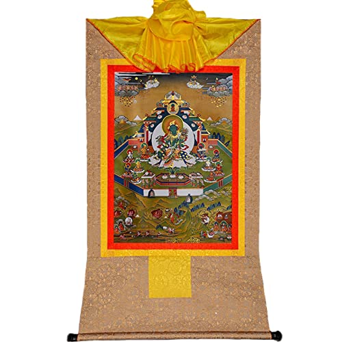 Tibetanische Buddhistische Thangka Wand hängend, Bodhisattwa Tara Tibetanische Grafik Druckbild Buddhistisches Bild Thangka Glitter für Schlafzimmer Wohnzimmer Dekor (Bruin,Medium) von CHAKEUZND