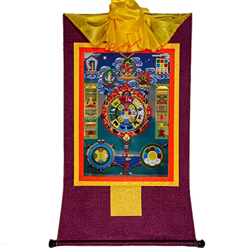 Tibetanische Buddhistische Thangka Wandhängend, Tibetische Sternzeichen für buddhistischen Altar Meditation Zen Buddhistischer Thangka Glittersymbole (Purple,Medium) von CHAKEUZND