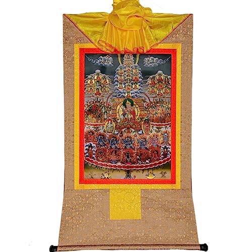 Tibetanische buddhistische Thangka wandhängend, Padmasambhava tibetisch, handgemachte buddhistischer Brokat Thangka für Buddhistischen Meditation Zen(Bruin,Medium) von CHAKEUZND