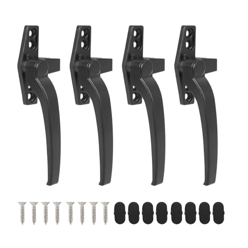 UPVC-Fenstergriff-Verriegelung, Aluminiumlegierung Fensterverriegelungsgriff Einzel- und Doppelflügelfenster Mehrfarbig 4er-Pack(Left Handle Black) von CHAKEUZND