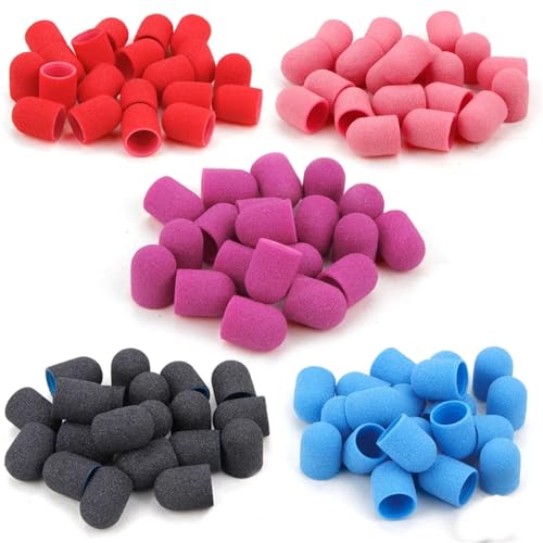 Wasserprobenbecher mit Gegengewicht, Nagelschleifkappen mit Gummi-Gel-Entferner for Keramik-Nagelbohrer, 5er-Pack(Multicolor) von CHAKEUZND