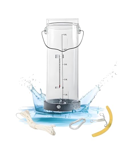 Wasserprobenbecher mit Gegengewicht, Wasserprobenehmer aus Kunststoff mit 5 m Nylonseil und Zubehör for 0–30 m Tiefe, 0,5–5 l Fassungsvermögen(2L) von CHAKEUZND