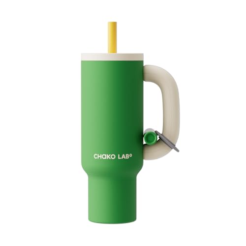 CHAKO LAB BaWang Isolierter Edelstahlbecher, Becher mit Griff und Strohhalm, 940 ml, Becherhalter-freundlich für Reisen, auslaufsichere Wasserflasche, BPA-frei, Keramikeinsatz, Grün und Weiß CHAKO LAB BaWang Isolierter Edelstahlbecher, Becher mit Griff und Strohhalm, 940 ml, Becherhalter-freundlich für Reisen, auslaufsichere Wasserflasche, BPA-frei, Keramikeinsatz, Grün und Weiß von CHAKO LAB