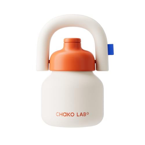 CHAKO LAB Wasserflasche mit Strohhalm und Tragegriff, vakuumisolierte Edelstahlflaschen, wiederverwendbar, auslaufsicher und BPA-frei, 940 ml (White&O-Serie) von CHAKO LAB
