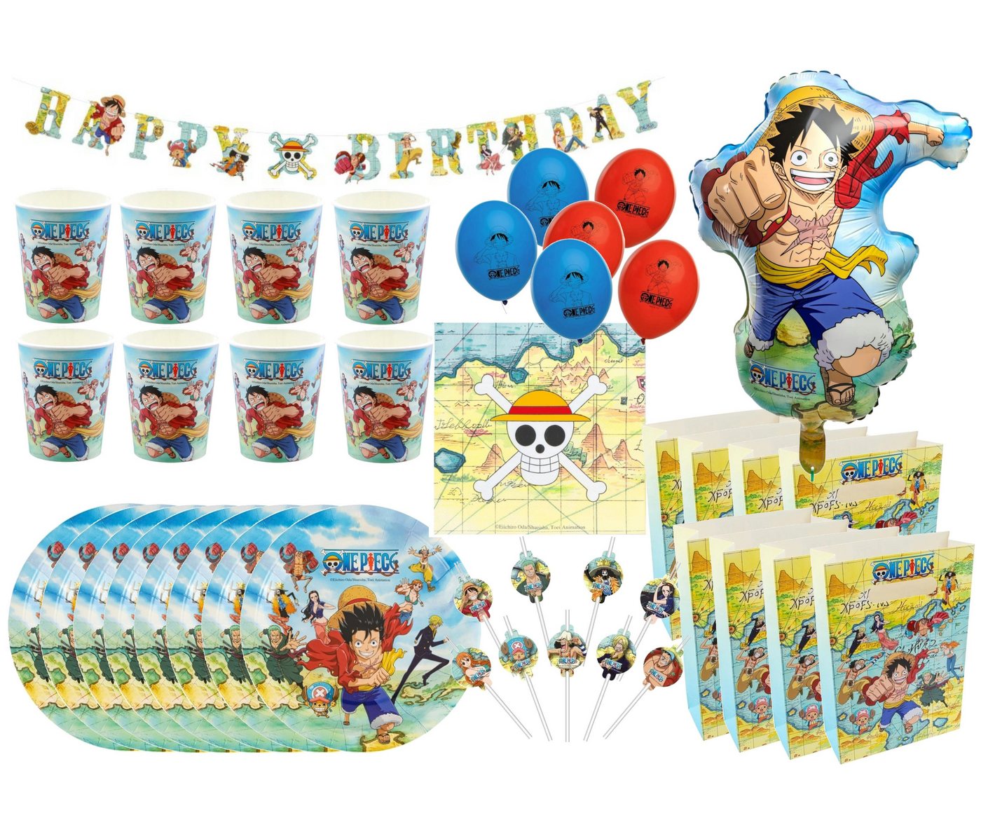 CHAKS Einweggeschirr-Set One Piece - Kindergeburtstags-Set (61-tlg) von CHAKS