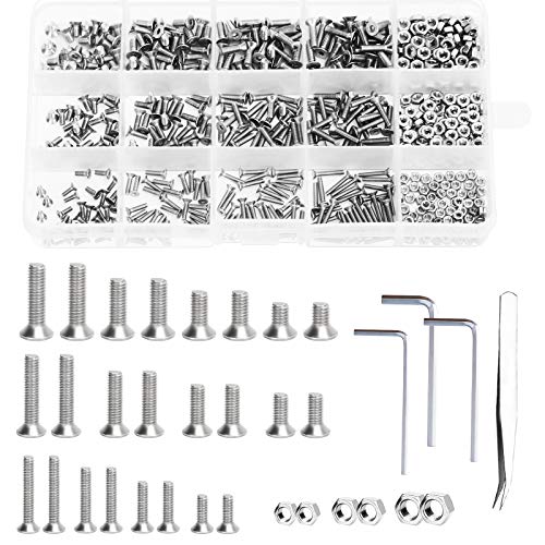 CHALA 575 STK Sechskantschrauben Set Edelstahl senkkopfschraub M2 M2.5 M3 Schrauben mit Muttern Aufbewahrungsbox Gewindeschrauben Set Maschinenschrauben Schraubenset für Haus Garagen Office Möbel von CHALA