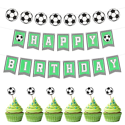 CHALA 9TLG Fußball Banner Set Geburtstag Deko Happy Birthday Girlande Geburtstag Fussballsdeko Sport Thema Geburtstag Dekorationen für Kinder Jungen Mottoparty Kindergeburtstag Geburtstagsfeier von CHALA