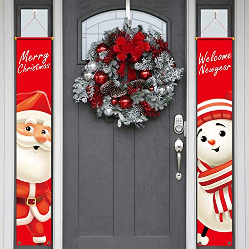 CHALA Weihnachten Banner Amerikanisch 30x180 cm Weihnachtsdeko Banner Weihnachtsmann Merry Christmas Girlande Schneemann Hängend Veranda Schild Weihnachtsschmuck für Indoor Outdoor Wand Tür Neujahr von CHALA