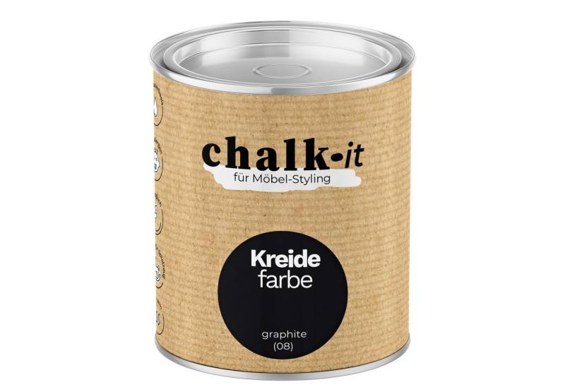 CHALK IT Kreidefarbe Chalk-it Kreidefarbe (08) Graphite 0,125L von CHALK IT