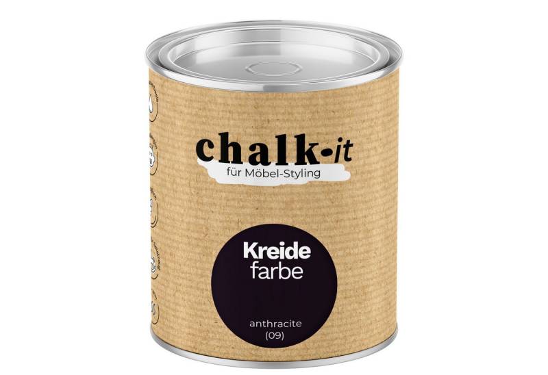 CHALK IT Kreidefarbe Chalk-it Kreidefarbe (09) Anthracite 0,125L von CHALK IT