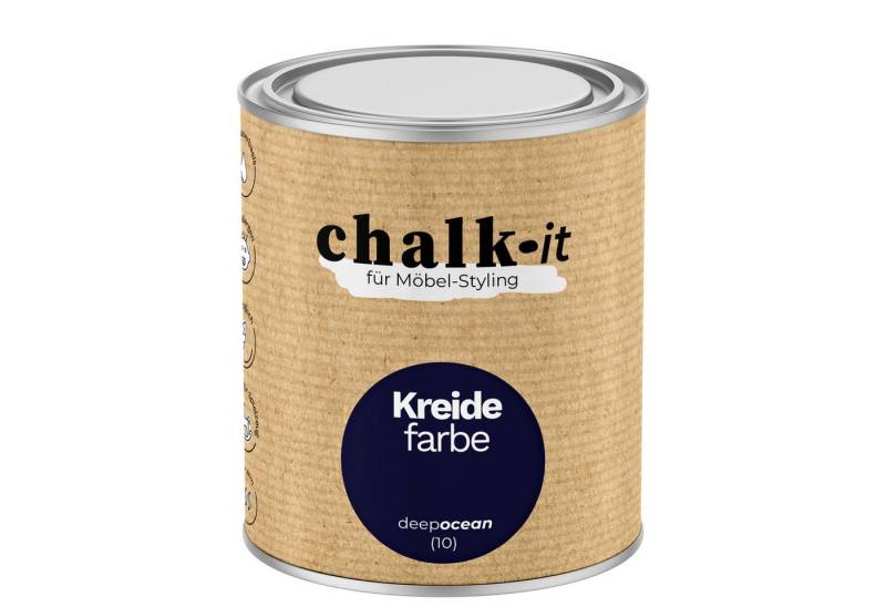 CHALK IT Kreidefarbe Chalk-it Kreidefarbe (10) Deep Ocean 0,75L von CHALK IT