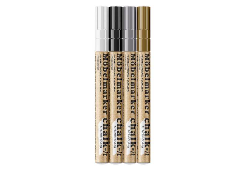 CHALK IT Kreidefarbe Chalk-it Möbel Marker Set 4x10ml - VIELE FARBEN von CHALK IT