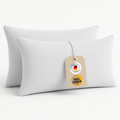 Chambry Leinen Kissenbezüge 2er-Set - 100% gewaschenes Leinen, handgefertigt in Deutschland - atmungsaktiv klimaneutral bügelfrei und pflegeleicht - Kissenbezug 40 x 80 cm Weiß Chambry Leinen Kissenbezüge 2er-Set - 100% gewaschenes Leinen, handgefertigt in Deutschland - atmungsaktiv klimaneutral bügelfrei und pflegeleicht - Kissenbezug 40 x 80 cm Weiß von CHAMBRY MADE IN GERMANY