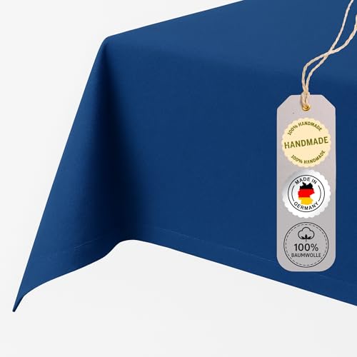chambry Tischdecke 100% Baumwolle (Canvas) - Größe und Farbe wählbar - Handarbeit Made in Germany - robuste hochwertige Tischwäsche - Blau 130cm x 300cm von CHAMBRY MADE IN GERMANY