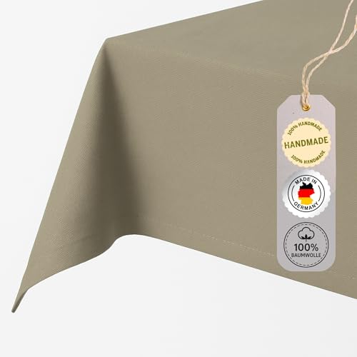 chambry Tischdecke 100% Baumwolle (Canvas) - Größe und Farbe wählbar - Handarbeit Made in Germany - robuste hochwertige Tischwäsche - Taupe 120 cm x 180 cm von CHAMBRY MADE IN GERMANY