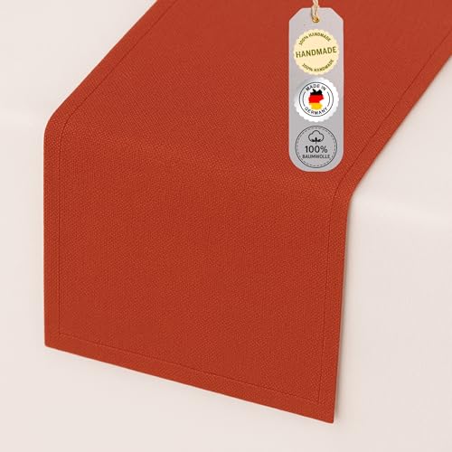 chambry Tischläufer 100% Baumwolle (Canvas) - Größe und Farbe wählbar - Handarbeit Made in Germany - nachhaltige hochwertige Tischdekoration - Rot 40cm x 200cm von CHAMBRY MADE IN GERMANY
