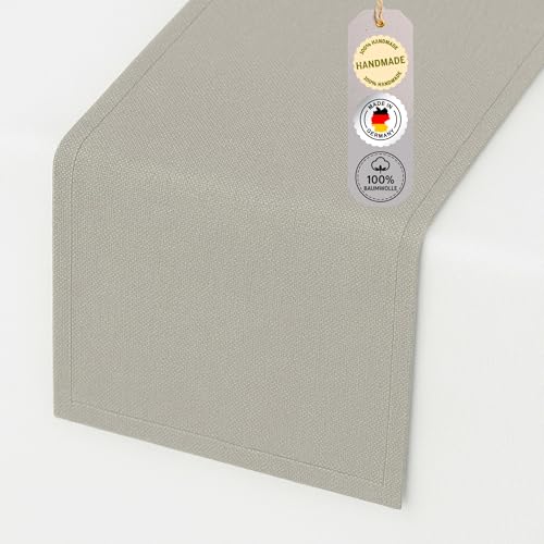 chambry Tischläufer 100% Baumwolle (Canvas) - Größe und Farbe wählbar - Handarbeit Made in Germany - nachhaltige hochwertige Tischdekoration - Sand 45cm x 320cm von CHAMBRY MADE IN GERMANY