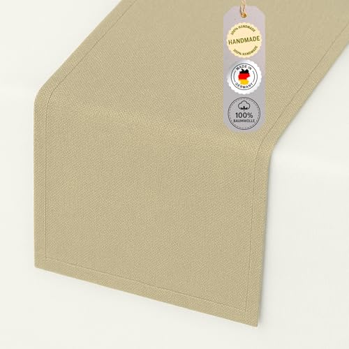 chambry Tischläufer 100% Baumwolle (Canvas) - Größe und Farbe wählbar - Handarbeit Made in Germany - nachhaltige hochwertige Tischdekoration - Taupe 40cm x 220cm von CHAMBRY MADE IN GERMANY