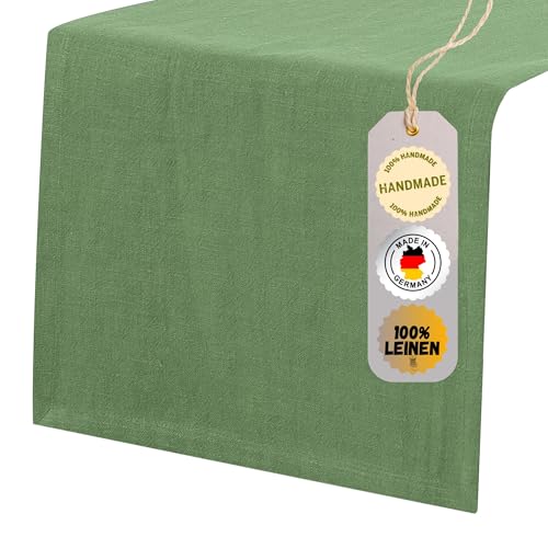 chambry Tischläufer 100% Leinen Stonewashed – Handarbeit Made in Germany – Größe und Farbe wählbar – natürliche und hochwertige Tischdekoration aus Naturmaterial Mint 45cm x 320cm von CHAMBRY MADE IN GERMANY