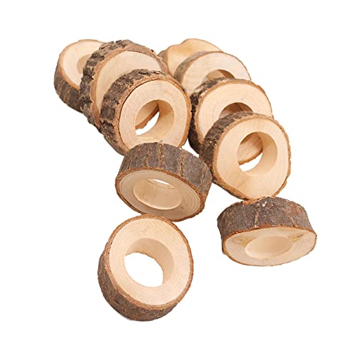 20 Stück Serviettenringe Holz Vintage Natur Serviettenringe aus Holz für DIY Hochzeit Geburtstag Weihnachten Party Weihnachten Set Esstischdekoration Rustikale Rund Napkin Rings Serviettenringe Holz von ＣＨＡＭＥＥＮ