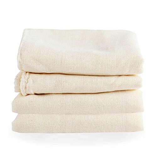 ＣＨＡＭＥＥＮ 4 StüCk Passiertuch 50x50 cm KäSetuch Baumwolle Filtertuch Fein Seihtuch Wiederverwendbar Waschbar FüR KäSe Joghurt von ＣＨＡＭＥＥＮ