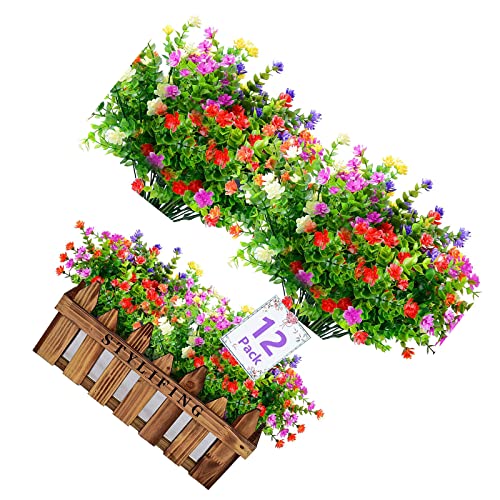 ＣＨＡＭＥＥＮ Künstliche Blumen 12 Bündel Kunstblumen wie Echt UV-beständige Pflanzen Deko Sträucher Pflanzen Simulation von ＣＨＡＭＥＥＮ