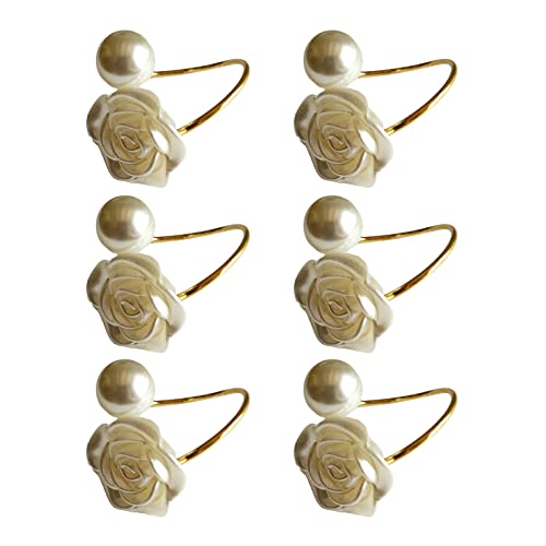 Small Snail Serviettenringe Weiße Rose Blume Serviettenring mit Perlen Serviette Ringhalter Serviettenschnallen Elegant Verzierung für Weihnachten Hochzeit Tischdeko Party Dekoration 6 Stück von ＣＨＡＭＥＥＮ