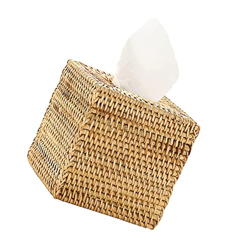 Papiertaschentuchbox Aus Rattan Handgewebt KosmetiktüCherboxen Servietten Aufbewahrungsbox FüR Esszimmer BüRo Quadrat von ＣＨＡＭＥＥＮ